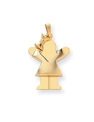 14k Puffed Girl w/Bow on Left Engravable Charm Cyber Monday Special