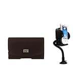 IMAGE OF EMPIRE HTC EVO Shift 4G / DROID Incredible / DROID Incredible 2 / Surround / Arrive / 7 Pro / Inspire 4G Brown Horizontal Leather Case Pouch + 360 Degree Rotatable Car Windshield Mount [EMPIRE Packaging]