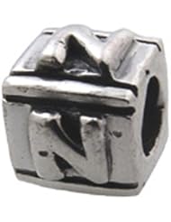 Zable(tm) Sterling Silver Block N-Letter Bead / Charm