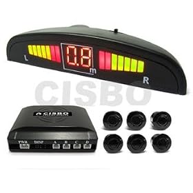 6 Rear Parking Reversing Sensors with LED Display 2 Front 4 Rear - Black