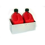 Pit Posse 430 Fuel Jug Holder Rack Double Dual Two Mount Aluminum Enclosed Race Trailer Shop Garage Storage Organizer