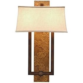 Coromandel Wood Panel Silk Shade 33" High Sconce