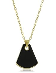 Dean Davidson "CLEO" Gold with Black Enamel Fan Pendant Necklace