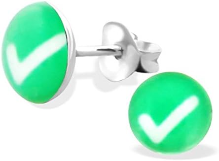 Children's Silver Tick Colorful Ear Studs