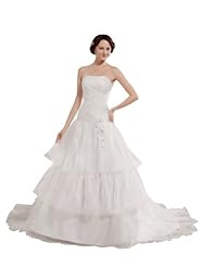 A-line Strapless Organza/Taffeta Lace-Up Wedding Dress 