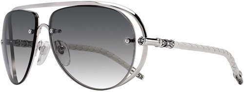 Model: JEWEL BOX Color: Shiny Silver-White Leather Color Code: SS-WTL Size: 62-14-128 Made in: Italy    All of Chrome Hearts designer frames come with a genuine Chrome Hearts glasses case, cloth & 100% UV Protection.          via Chrome Hearts JEWEL BOX Sunglasses SS-WTL Shiny Silver-White Leather