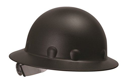 Fibre Metal P1 Roughneck Full Brim Injection Molded Fiberglass Hard Hat with Ratchet Suspension, Black
