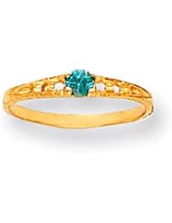 MadiK® Collection 14K Yellow Gold Genuine Blue Zircon Birthstone Baby Ring Sz 3