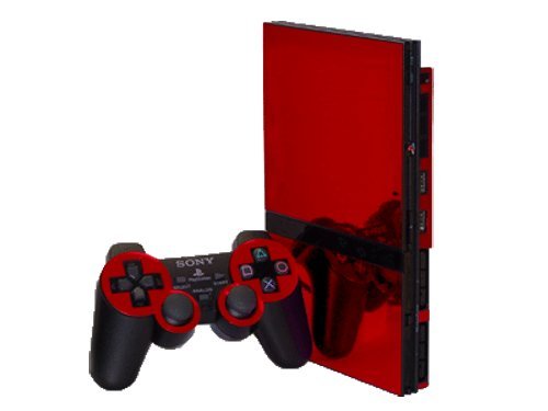 PlayStation 2 Slim (PS2 Slim) Skin - NEW - RED CHROME MIRROR system skins faceplate decal mod