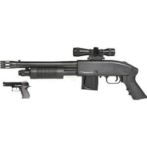 Mossberg Softair Set - Pumpgun M500 + Pistole CS45 Chiefs Special + 1.000 Softair BBs, schwarz, 203332 Mossberg Softair Set - Pumpgun M500 + Pistole CS45 Chiefs Special + 1.000 Softair BBs, schwarz, 203332