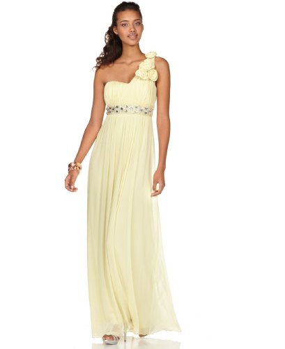 Sequin Hearts Prom Dress, Chiffon One Shoulder Gown Yellow 3
