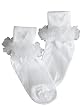 Girls Dress White Socks - Nylon Fancy Socks for Pageants, Flower Girls, Christmas and more! Organza Ruffle with Bow and Pearl Accents - Baby Girl's 0 through big girl shoe size 3