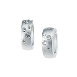 Sterling Silver Cubic Zirconia Hinged Hoop Earrings