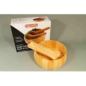 HEVEA WOOD LARGE SALAD BOWL AND SERVERS