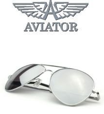 AVIATOR SUNGLASSES DELUXE SILVER MIRROR LENS