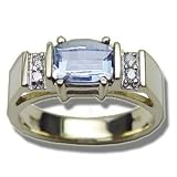 .06 CT 7X5 BARREL CUT AQUA LADIES RING
