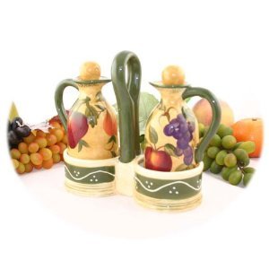 CRUET SET OIL & FRUIT DECOR