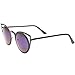 zeroUV - Womens Fashion Round Metal Cut-Out Flash Mirror Lens Cat Eye Sunglasses