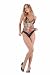Halter teddy with peek-a-boo front, lace trim, satin bow