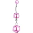 Pink Jeweled Faux Pearl Belly Drop Ring