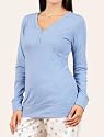 Motherhood Maternity: Long Sleeve Henley Collar Nursing Sleep Top