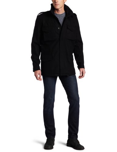 French Connection Men's Woolthorpe Manor Melton Coat, Black, XX-Large