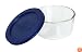 Pyrex Storage 1-Cup Round Dish with Dark Blue Plastic Cover, Clear