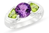 3 1/3 Carat Amethyst & Peridot Sterling Silver Ring
