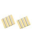 14k 2-tone Gold Cufflinks - Solid 14k 2-tone Lined Cufflinks