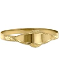 Children / Teen 14K Yellow Gold Adjustable Bangle with a Name Plate 12.6mm Wide