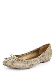 Footglove™ Original Leather Wide Fit Snakeskin Print Ballerina Shoes