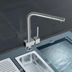 Design K�chenarmatur SA-032, Wasserhahn mit einhebelmischer Mischbatterie f�r Sp�ltisch in der K�che, Sanit�r-Armatur mit Einhandmischer aus Chrom (verchromt), an jeder Sp�le als Hahn / Sp�ltischarmatur einsetzbar - DAW Armaturen