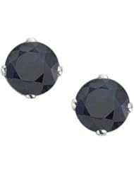 14K White Gold Prong Set 5 MM Natural Sapphire Earring Studs