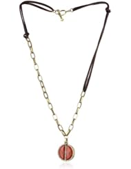Paige Novick "Barcelona" Red Jasper Medallion and Leather Necklace