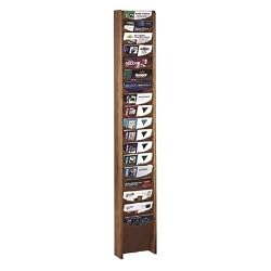 Buddy Products 613-11 18-Pocket literature display wall rack, medium oak