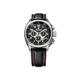 Timberland Gents 45Mm Black Dial, Black Leather Strap Watch