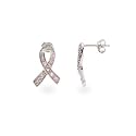 Sterling Silver Breast Cancer Awareness CZ Earrings