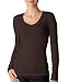Ladies' Sheer Rib Long-Sleeve Longer Length V-Neck T-Shirt