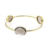 Gold And Gemstones Stackable Rio Bangle Bracelet With Bezel Set Semiprecious Stones Smoky Quartz