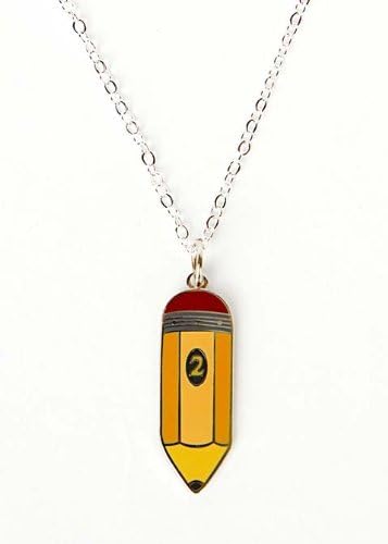 Fashion H2O, Pencil, Silver Polished Enamel Charm Pendant 18 Inch Necklace 1 Inch Extender Lobster Claw Clasp. by Fashion H2O