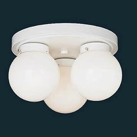 Thomas Lighting SL8677-8 Three Light Flush Mount, White Finish with White Glass