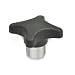 JW Winco Glass Filled Nylon Plastic Tapped Star Knob with Steel Hub, Threaded Hole, 3/8"-16 Thread Size x 45/64" Thread Depth, 1-31/32" Head Diameter (Pack of 1)
