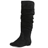 Steve Madden Women's Bonanza Tall Shafted Flat Boot,Black Suede,8.5 M US