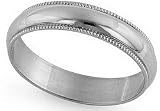 18K White Gold Milgrain Classic-Fit Wedding Band, 4mm Wide