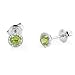 Natural Green Peridot and Diamonds Stud Earrings