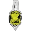 14K White Gold Peridot and Diamond Pendant