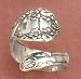 Sterling Silver Adjustable Spoon Ring, Floral Design, 7/8 inch wide