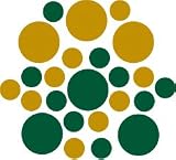 Set of 30 Dark Green / Nut Brown Circles Polka Dots Vinyl Wall Graphic Decals Stickers Set of 30 - Dark Green / Metallic Gold Circles Polka Dots Vinyl Wall Graphic Decals Stickers