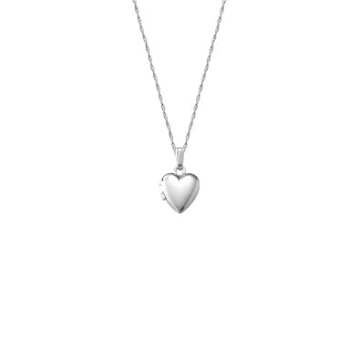 Cheap Girls Jewelry 14k White Gold Childrens Heart Locket Necklace, 13" For Sale Cheap Girls Jewelry 14k White Gold Childrens Heart Locket Necklace, 13" For Sale