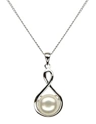 Drop Shape Pendant, Sterling Silver with White Freshwater Pearl